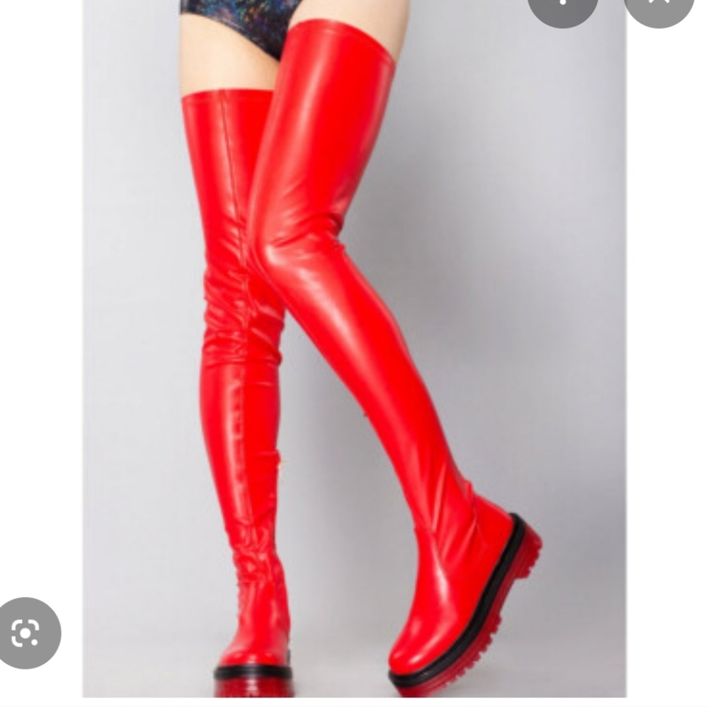 Azalea Wang Killer Queen Red Platform Long Boots
